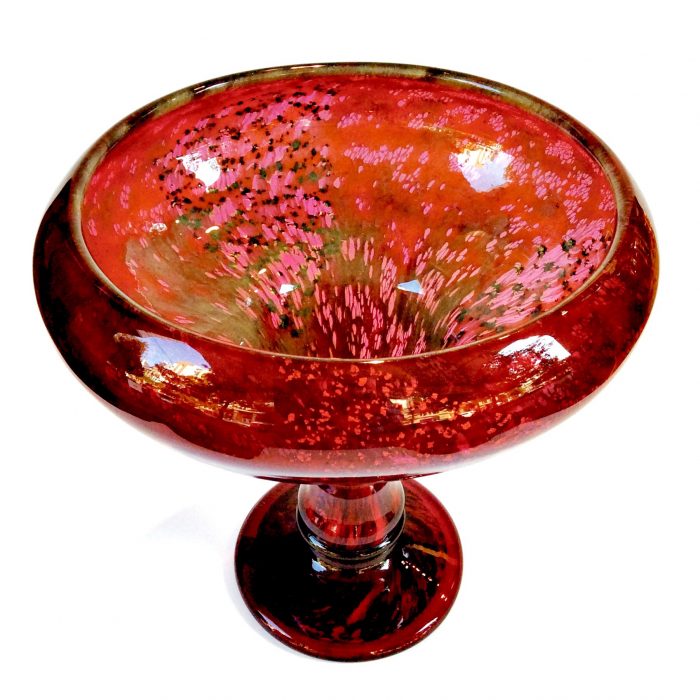 daum nancy vase um 1925 art deco Farbloses Glas mit roten Pulvereinschmelzungen colorless glass with red fused powder inlays guetzlaf berlin kunsthandel