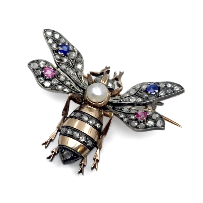 Antike Diamant Brosche “Biene“ Frankreich um 1880