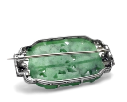 Art Deco Jadeit-Jade Diamant Brosche um 1925