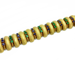 Vintage Gold Saphir Smaragd Armband Italien 1960er Jahre