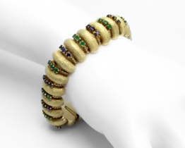 Vintage Gold Saphir Smaragd Armband Italien 1960er Jahre