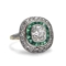 Art Deco Diamant Smaragd Ring um 1925